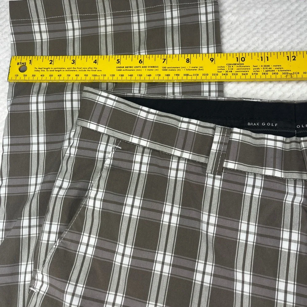 Brax‎ Golf Kenan MT Mens Plaid Pants Brown White Check Trousers 36x34 62-1287/54